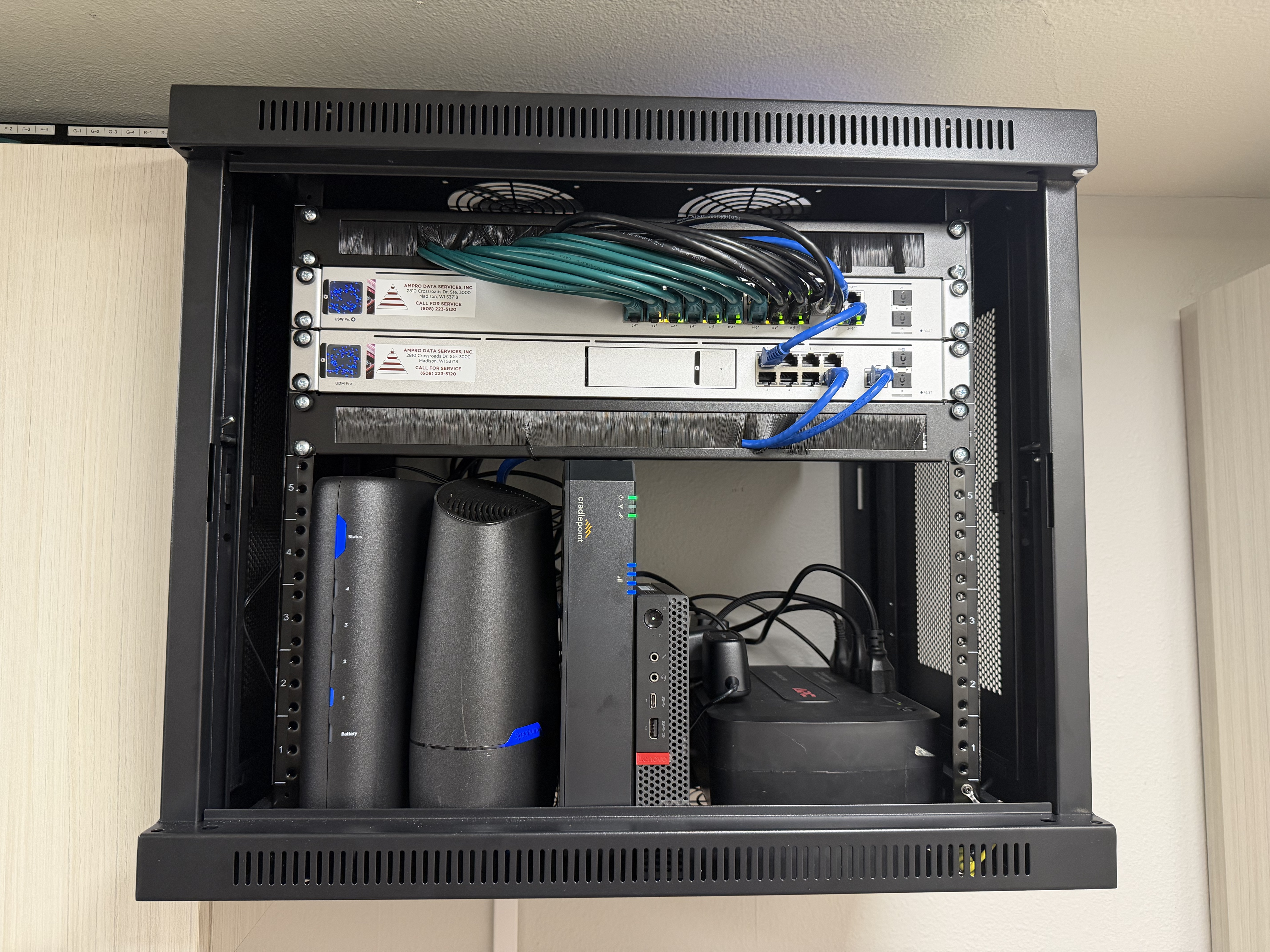 Ampro network rack build with structured cabling