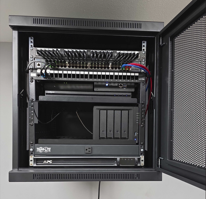 Compact Ampro network rack installation